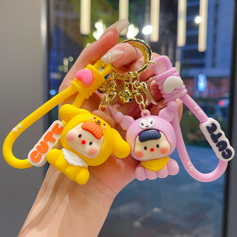 Hermoso Sanrio, llaveros de dibujos animados, pequeños colgantes, bolsas escolares, accesorios, regalos, amigas al por mayor.