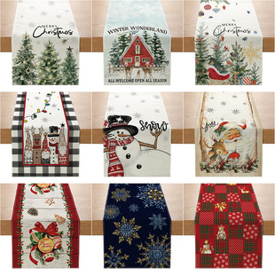 Temu Christmas Decoration Table Flag Polyester Printing Festive Festive Kitchen Tablecloth Living Room Entrance Small Tablecloth