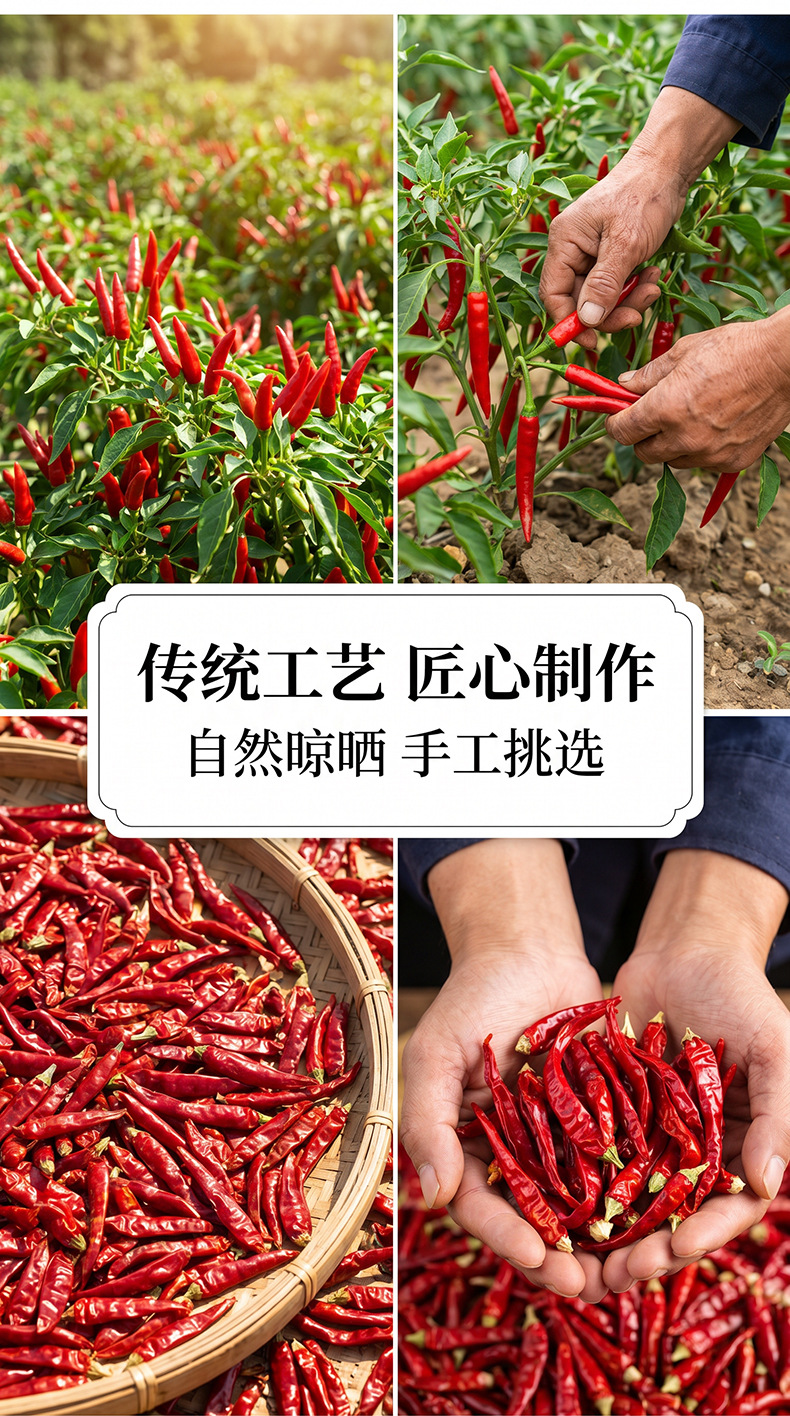 Dried Red Chili Peppers 500g Sun Dried Whole Spicy Culinary Spice Bulk specifications