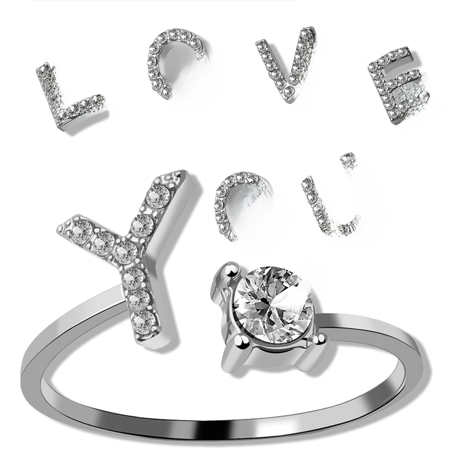 (Cross-border trading), ring, creative adjustable one size accessory with letters