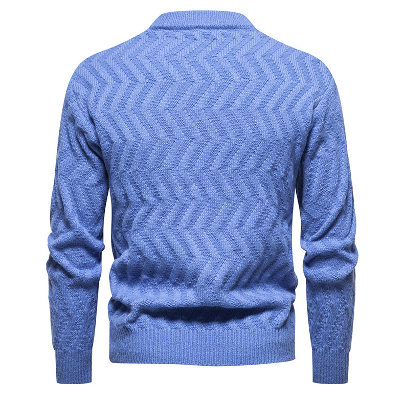 Pulover tricotat nou pentru bărbați, toamnă și iarnă, pulover la modă și călduros, pulover slim fit, pulover de bază_voghion.com