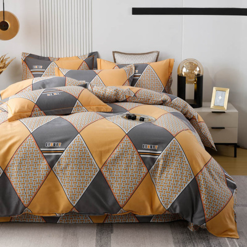 2024 Autumn/Winter 100% Cotton Thick Fleece Pure Cotton Quilt Set with Four Pieces Simple Bedspread and Sheet Home Textile Gift Wholesale