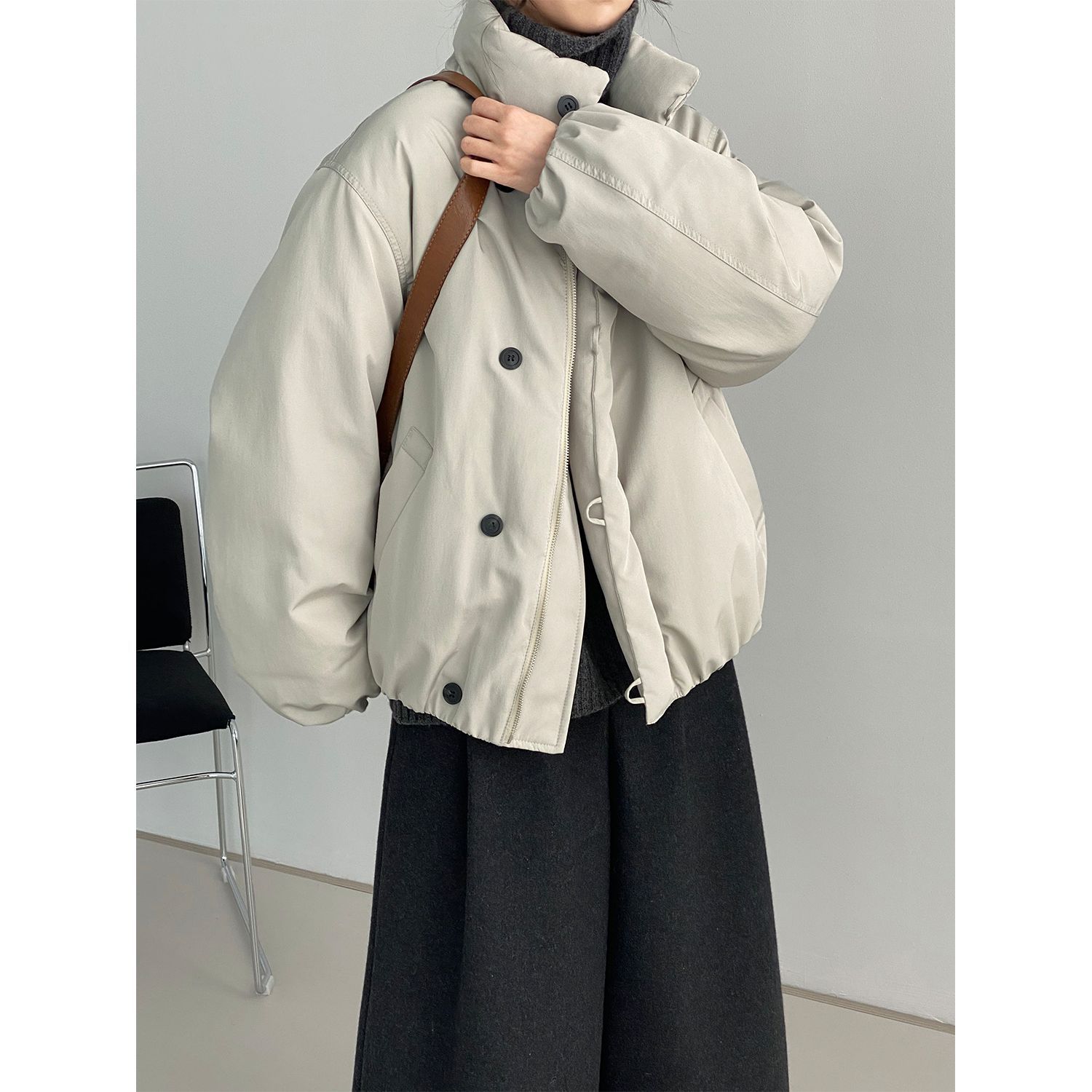 Nemo Yunduo Warm Pack Retro Stand Collar Thickened down Jacket Women's Loose Warm Profile Jacket White Duck down 6182