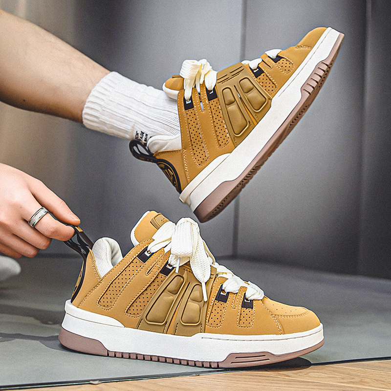 Versatile Solid Colour Casual Shoes For Men Thick Sole Trainers_voghion.com