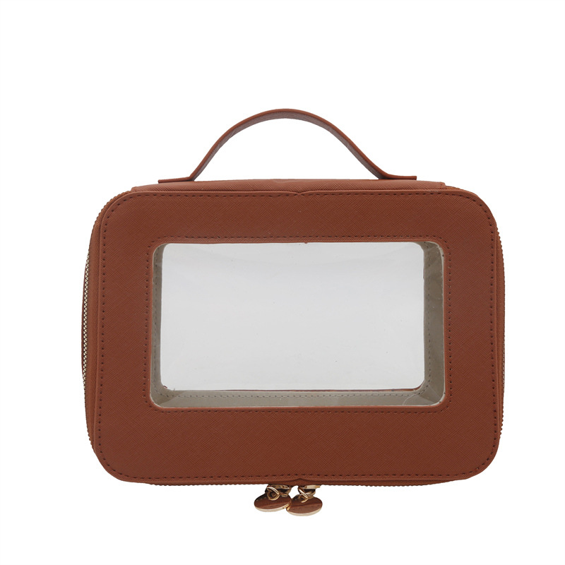 Bolso de Mano Transparente para Maquillaje de PU y PVC para Viajes y Uso Diario