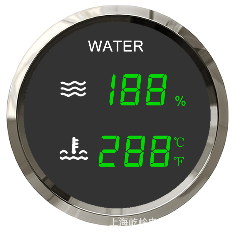 automobile instrument – Erheyi Water Temperature Voltage - silver-edge-black-background-water-level-water-temperature