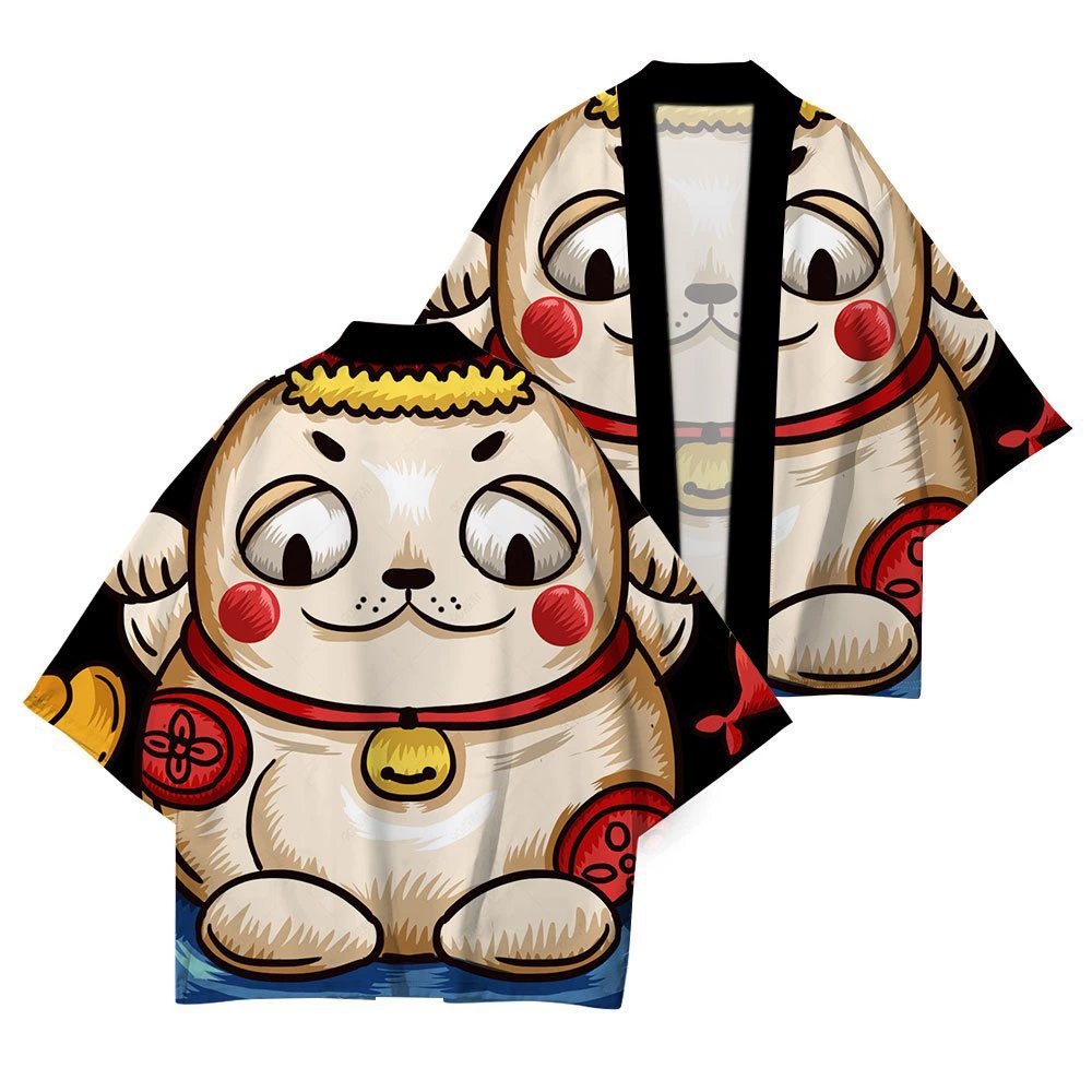 Японское плащ-тренч, трендовая халат-robe, кардиган, куртка, 3D, для удачи, оверсайз