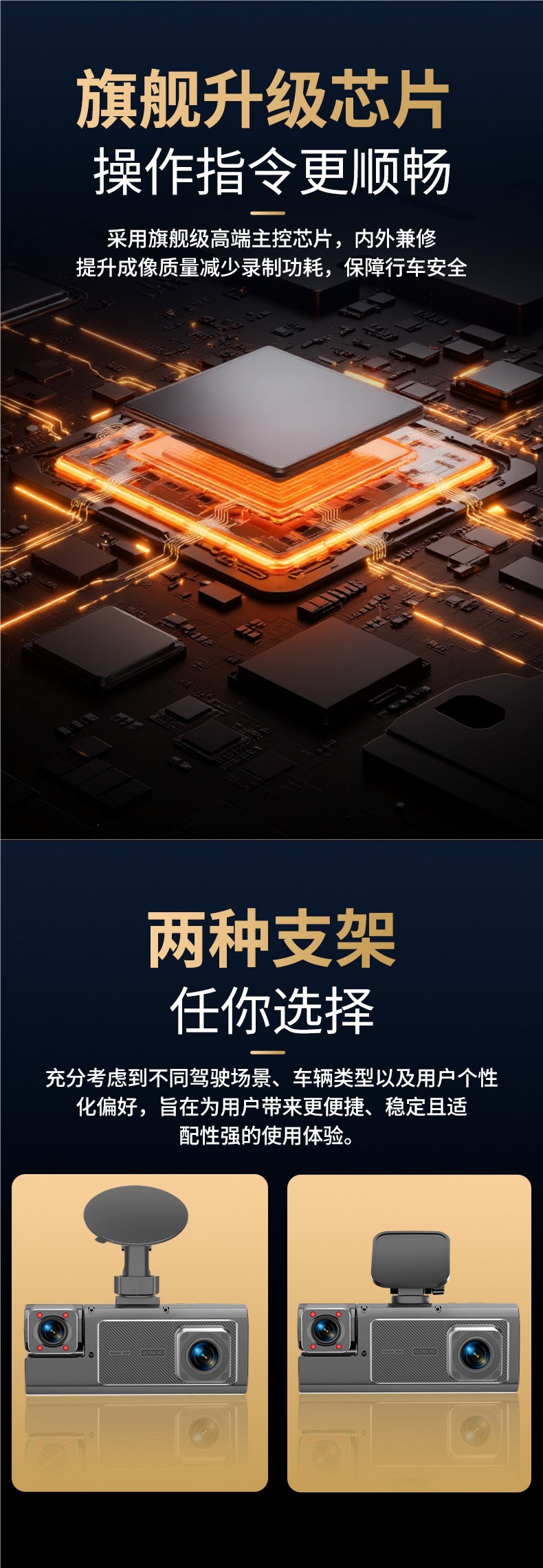 SenDao 2026 New Model 4K Triple-Lens Dashcam with APP Connectivity, 24H Parking Monitoring, No Wiring Required, Wireless