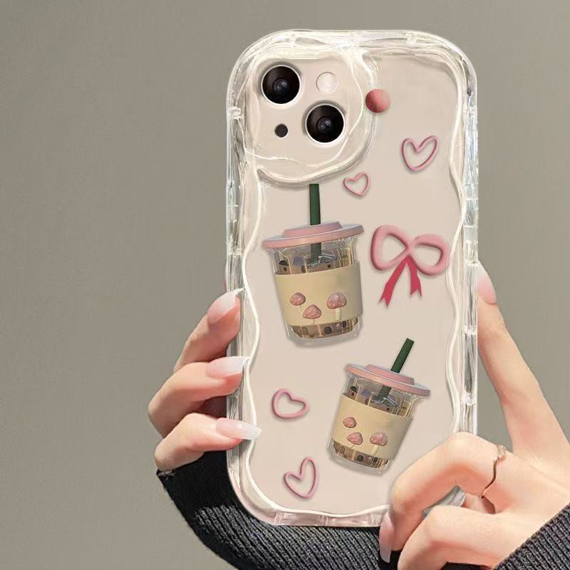 Nueva funda para teléfono móvil iPhone 16/14ProMax de alto valor Apple 13/12/15pro Love Milk Tea