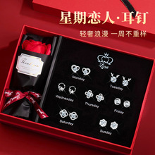 耳钉925纯银一周耳环套装轻奢高级感耳饰生日情人节礼物送女友