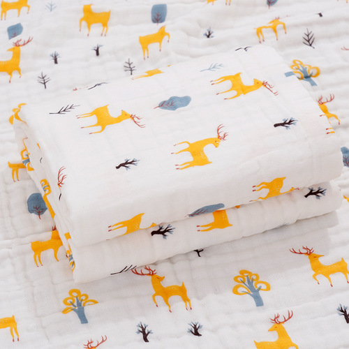 New cotton type A gauze bath towel Six-layer gauze newborn baby absorbent cover blanket soft printed baby bath towel