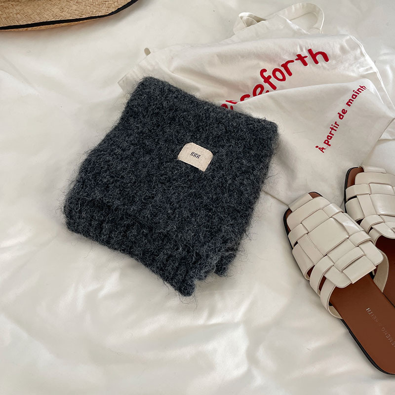 Contenant de la laine ~ Nouvelle écharpe en cachemire imitant un œuf gluant doux de couleur unie pour la chaleur hivernale en tricot de tempérament coréen_voghion.com
