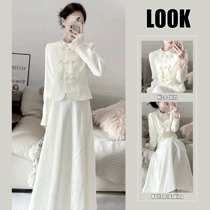 Women's 2025 Early Autumn New Style New Chinese Style Improved Chinese Style Cheongsam Top Half Skirt Two-Piece Suit