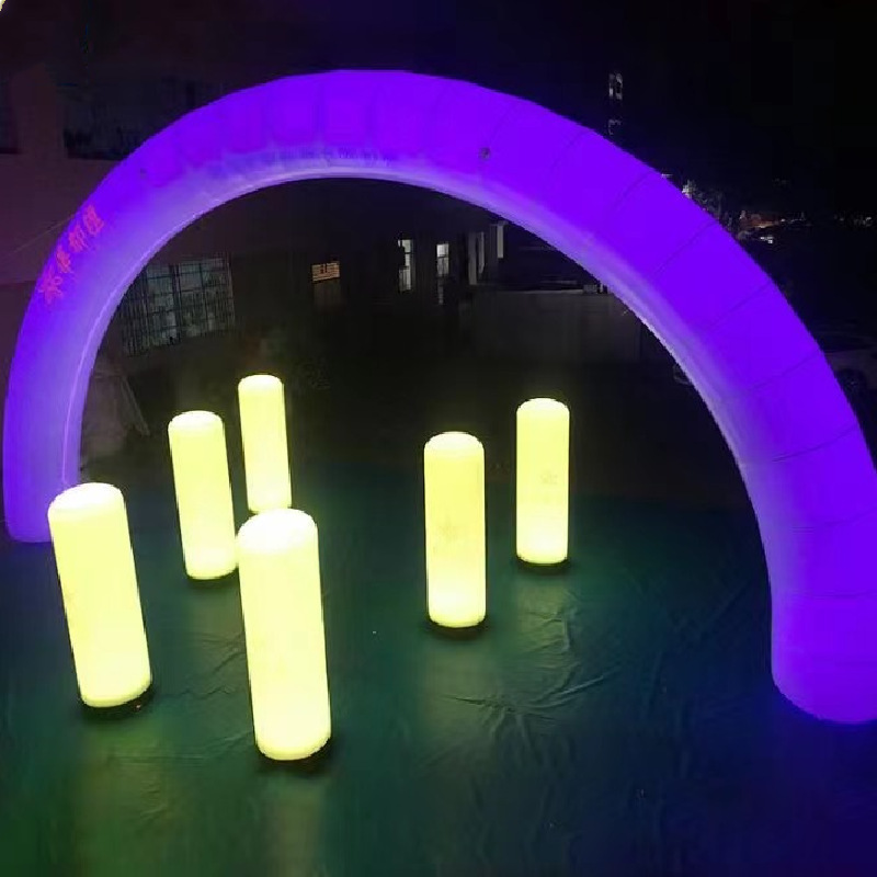 批发婚庆开业彩虹门庆典彩色圆柱充气拱门6 8 10 12 18米厂家直销