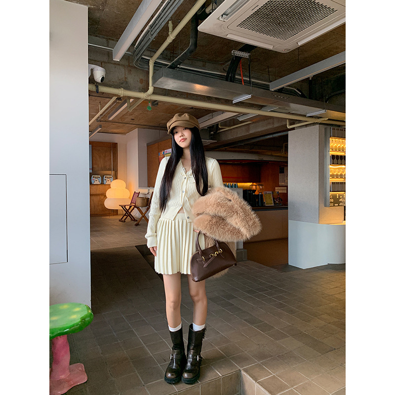 红人馆套装女2025超火减龄气质一整套ootd穿搭韩系高级针织两件套|undefined