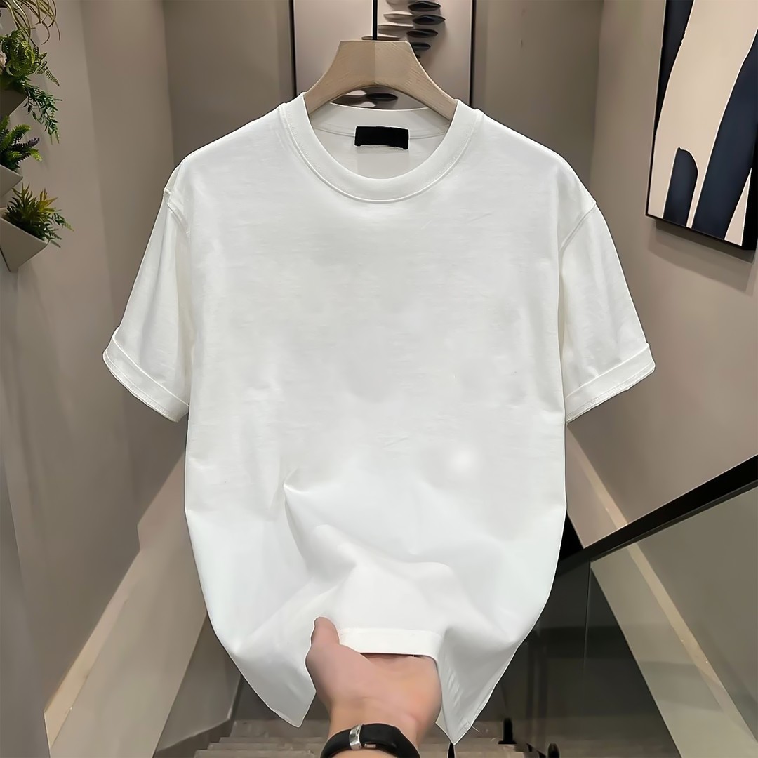 T-shirt à manches mi-longues pour hommes, marque de mode américaine, ample, polyvalent, en pur coton, haut de gamme, nouvelle collection été_voghion.com