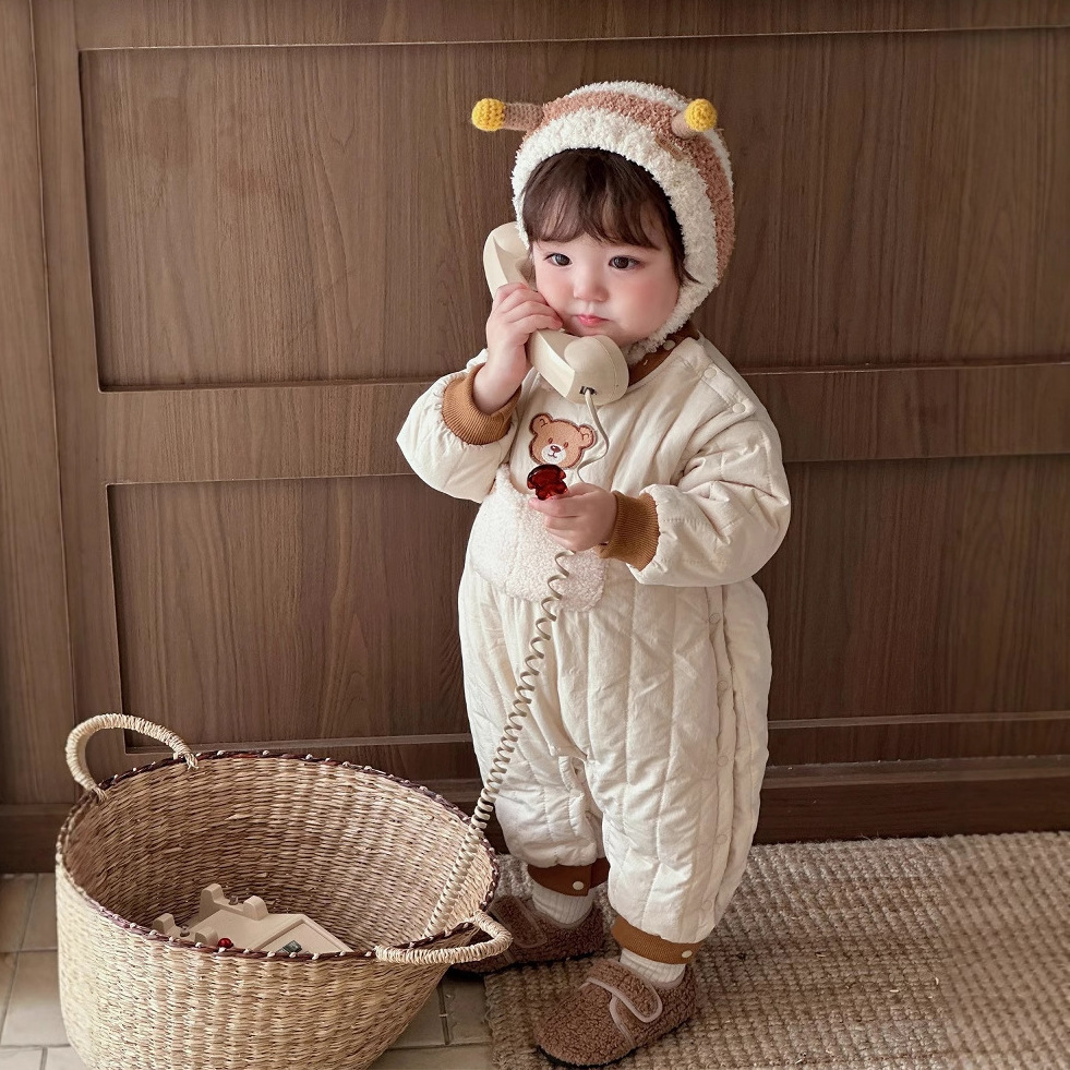 Ropa para niños coreanos ropa de otoño e invierno para bebés más mameluco de manga larga de terciopelo