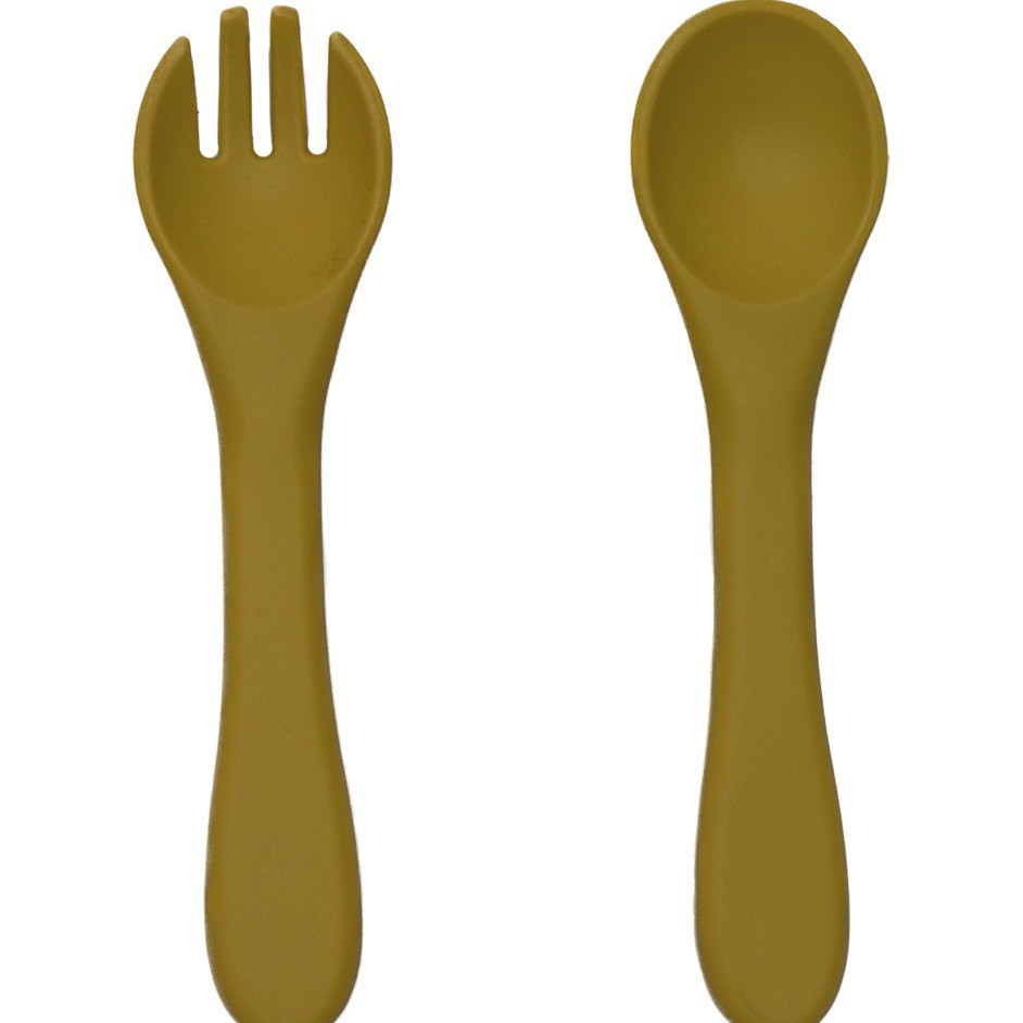 실리콘 포크와 스푼 망고 옐로우