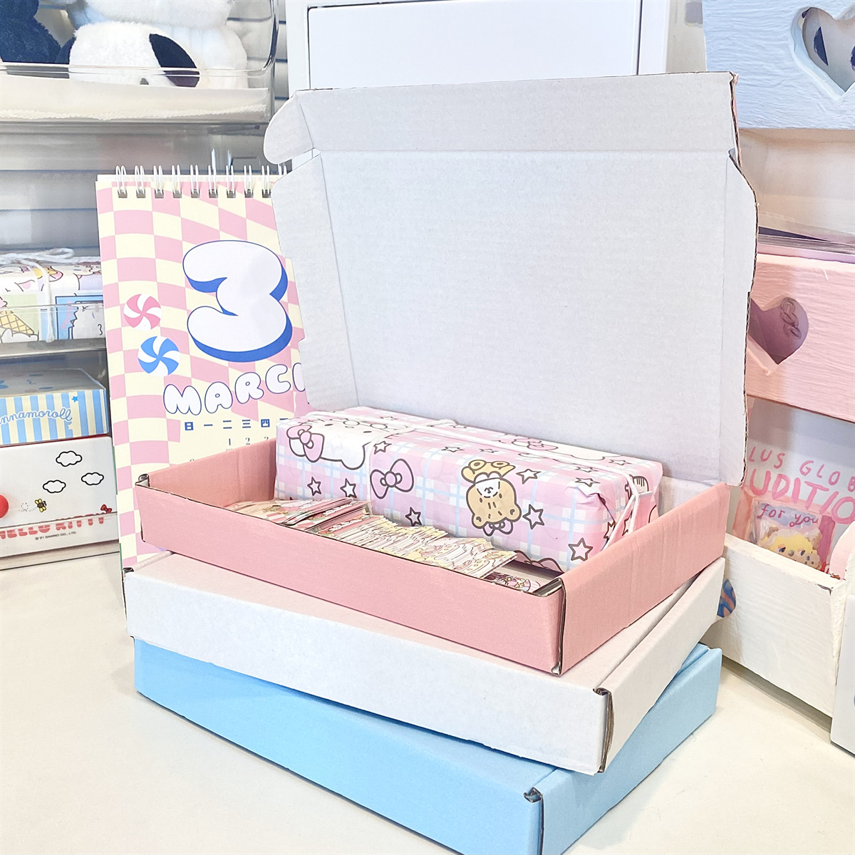 咕卡彩色打包飞机盒纸质快递物流发货长方形纸盒出卡礼品包装盒