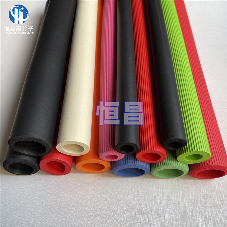 厂家直销五金件橡胶套管手柄防滑耐磨红色高发泡NBR橡塑条纹管