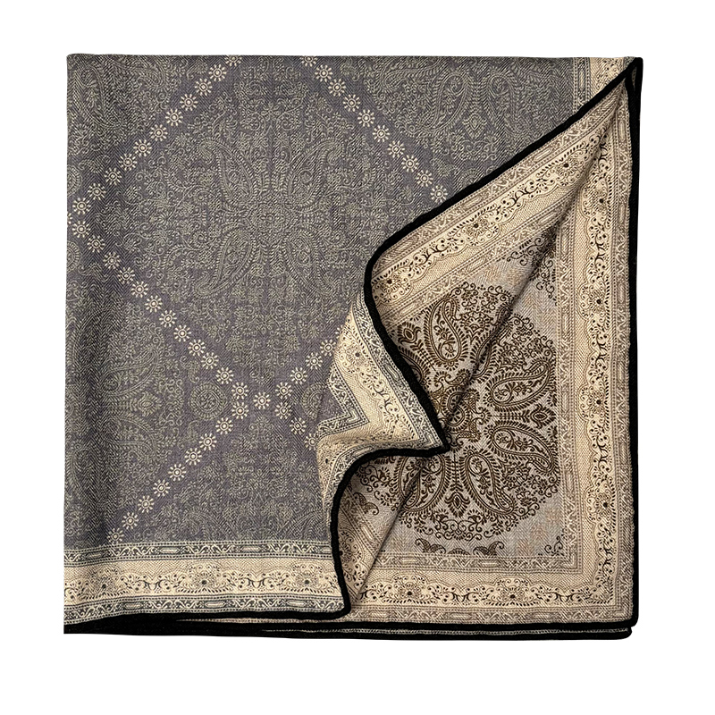 2025 Autumn/Winter New Silk Wool Scarf For Women 65cm Square Scarf Fashion Versatile Luxury Silk Wool Shawl - Thumbnail 5