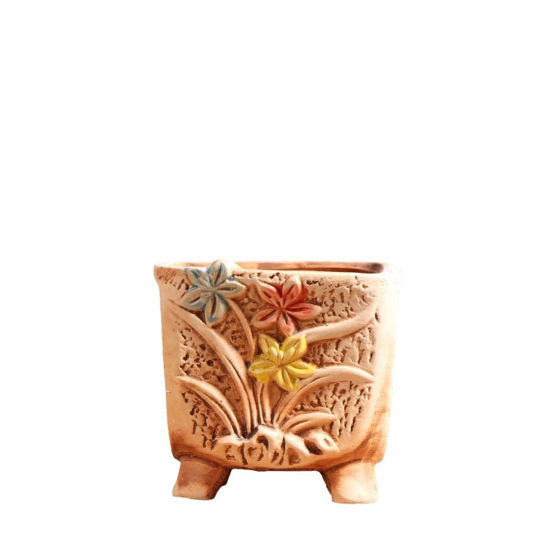 Lutang luna de color maceta de cerámica especial balcón doméstico cerámica gruesa pequeña maceta de cerámica especial al por mayor