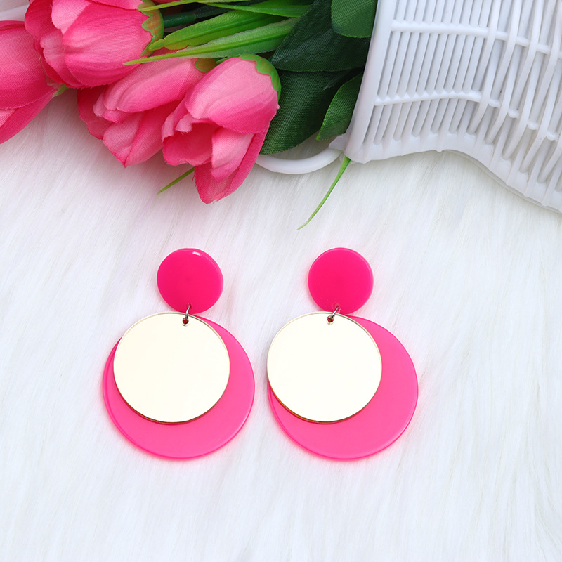 Simple Style Round Arylic Patchwork Women's Drop Earrings display picture 2