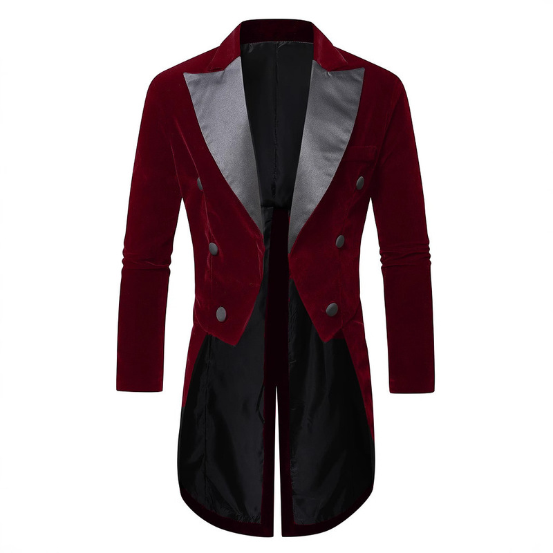 Cross-Border Black Elegant Velvet Suit Tuxedo Men's Banquet Wedding Suit Stage Performance Dress Coat for Men