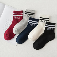 Socks Girl Spring and Summer Calf Socks Letter Striped Trendy Women's Student Socks British Academic Style Over-the-Knee Socks Wholesale