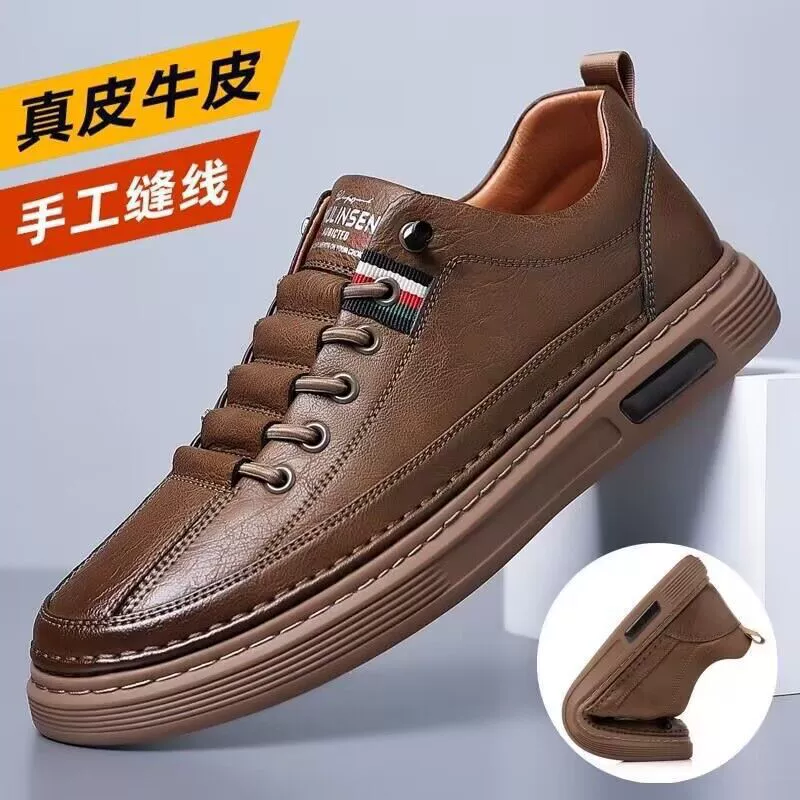 Весенне-осенние туфли из воловьей гороха 2022, мужская повседневная обувь для вождения, модная Универсальная Спортивная Кожаная обувь на мягкой подошве