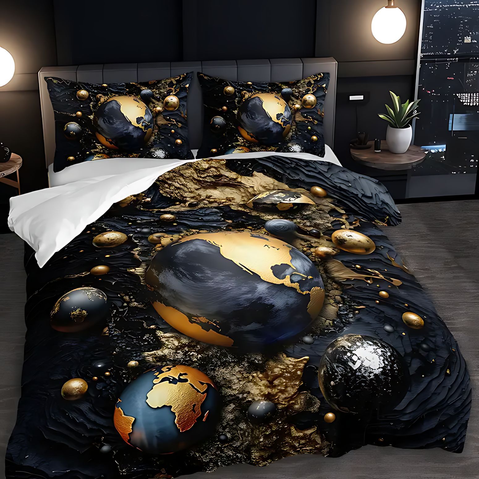 TEMU / JIT colcha de cama clásica estilo galáctico impresión digital 3D ropa de cama para diseño