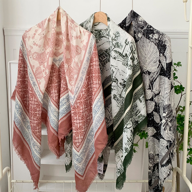 Bufanda de seda, bufanda cuadrada, sensación de alta calidad, estilo bohemio, multiusos, todo fósforo, bufanda, bufanda, pañuelo en la cabeza, chal exterior