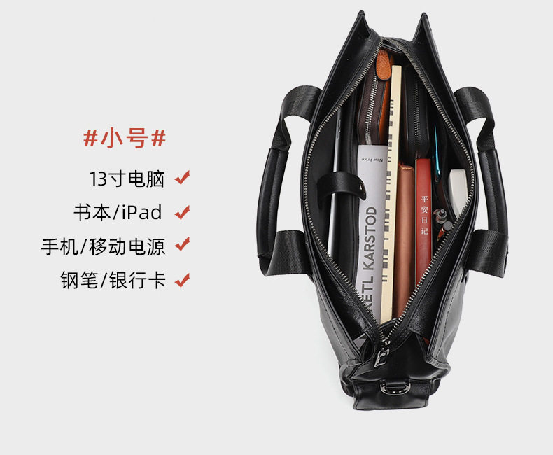 Túi xách tay nam da bò thật đựng laptop 15,6 inch 40×13×29 cm — Túi nhỏ màu đen không bên, Màu Đen Cỡ Nhỏ Có túi bên, Túi không bên cỡ lớn màu đen, Màu đen lớn có túi bên chi tiết 12