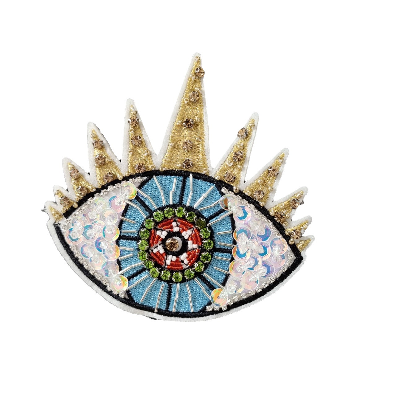 Venta caliente exclusiva transfronteriza hecha a mano con cuentas de cristal amor tela pegatinas ropa zapatos y sombreros rasgados ojos parche pegatinas DIY