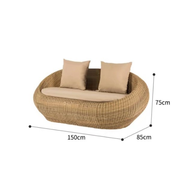 Juego de Sofá y Mesa de Ratán de 3 Piezas para Terraza o Jardín - Muebles de Exterior