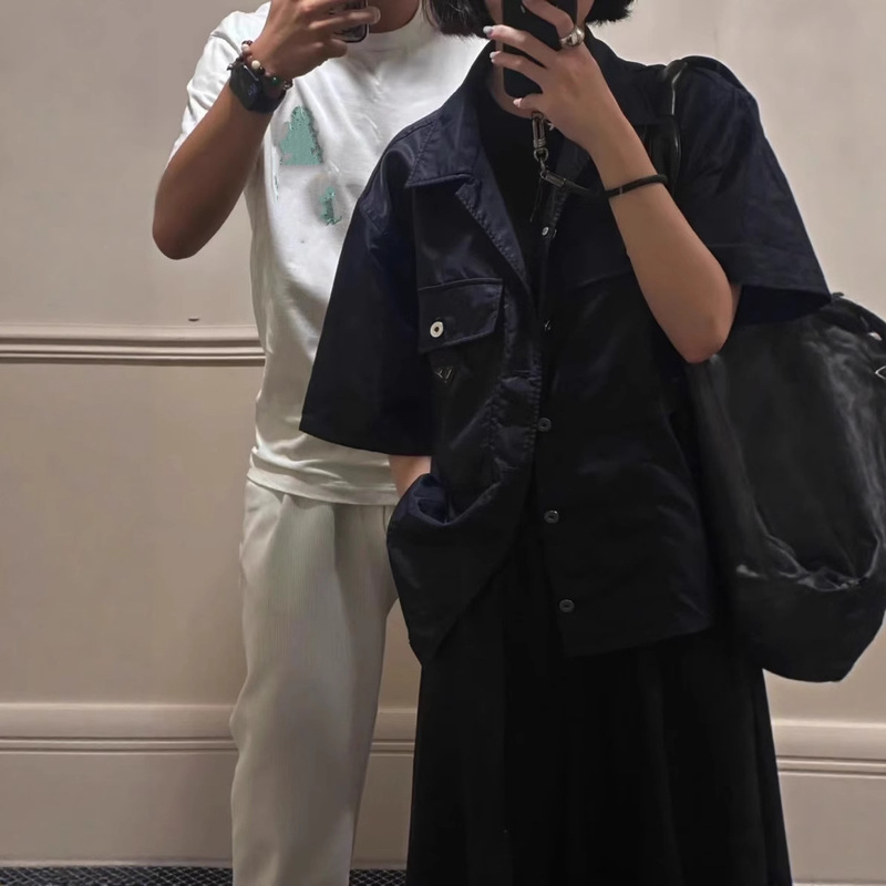 Correct Version in Stock High-Quality P Brand New Three-Pocket Functional Jacket Shirt Short Sleeve Unisex