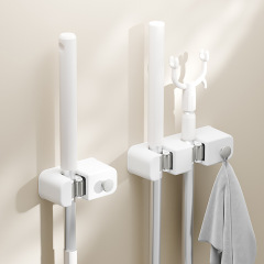 新型壁掛け式モップクリップトイレ穴なし多機能モップフック強力ほうき棚浴室置物