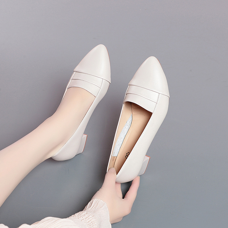 New Work Shoes, Spring & Fall Leather Shoes, Thick Heels, Soft...