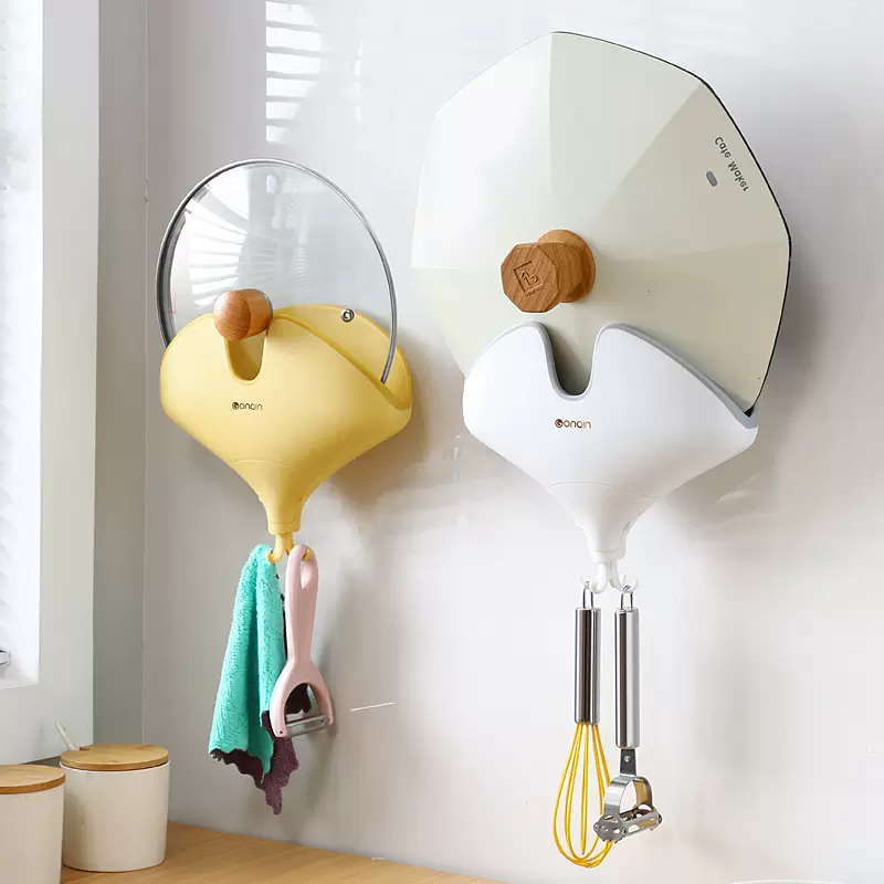 躬亲锅盖架免打孔壁挂式厨房挂钩家用沥水锅盖锅铲收纳置物架批发