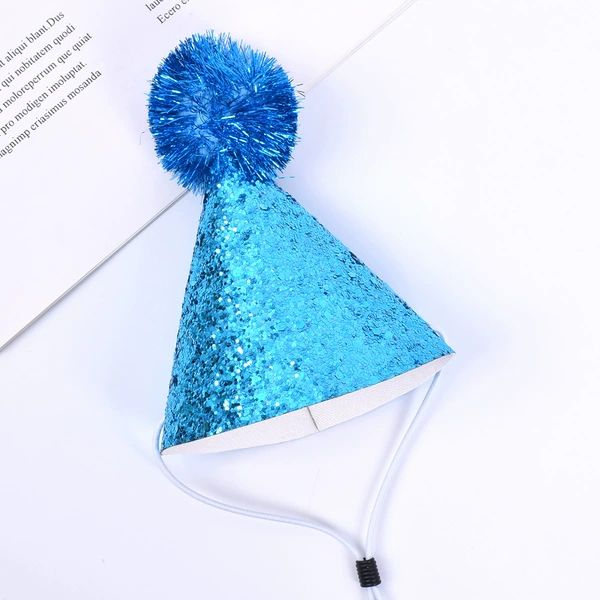 Encrypted glitter fur ball cap sky blue