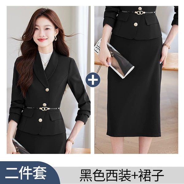 Black top (including black belt) + black skirt