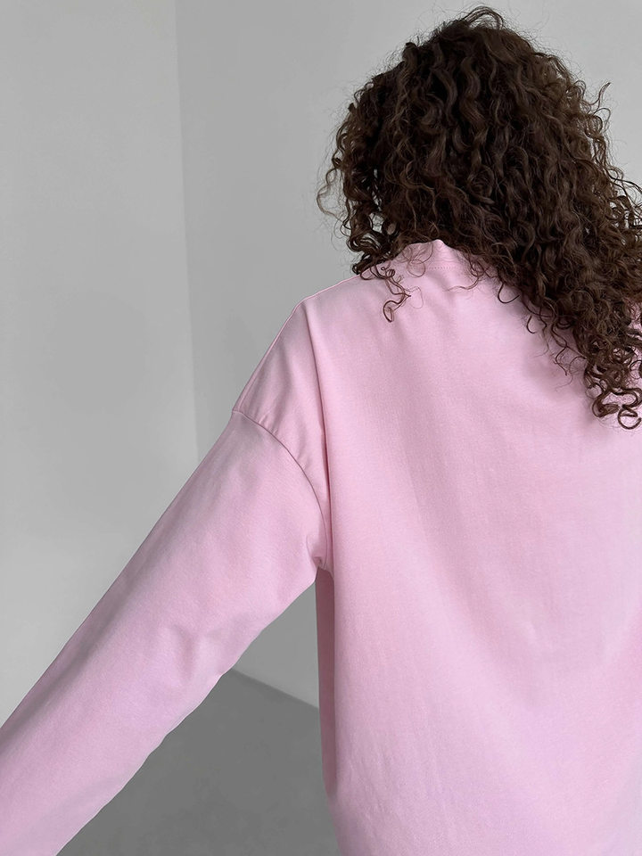 Áo thun nữ cotton 100% cổ tròn tay dài form rộng màu trơn — Màu cà phê, Màu hồng, Màu mơ, Màu trắng chi tiết 33