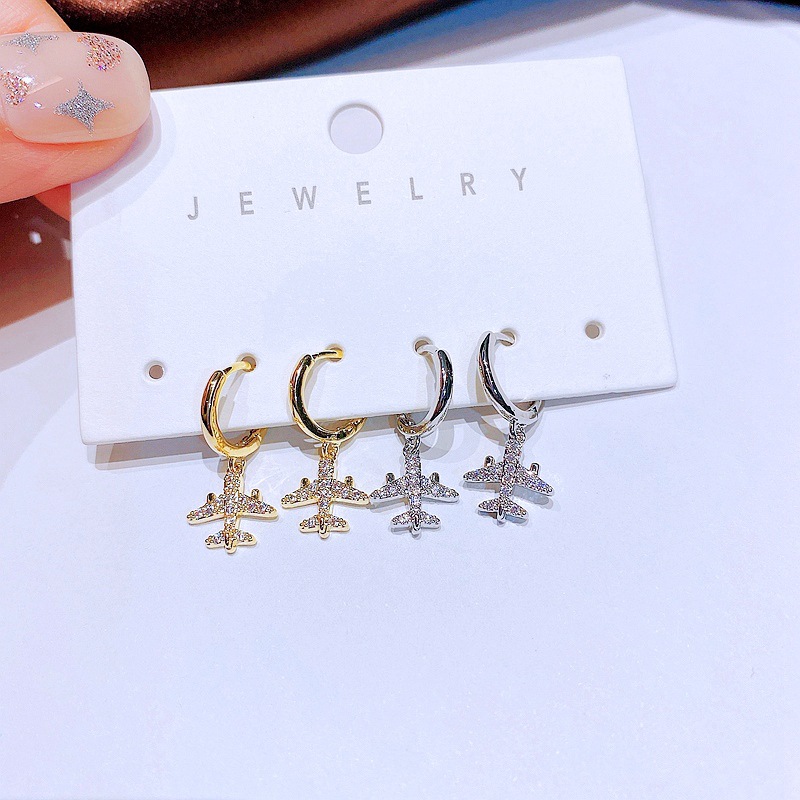 Womenu0027S Fashion Airplane Copper Earrings Inlaid zircon Zircon Drop Earrings