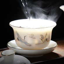 3MLE茶具配件盖碗盖子羊脂玉瓷白色德化白瓷功夫茶具碟子