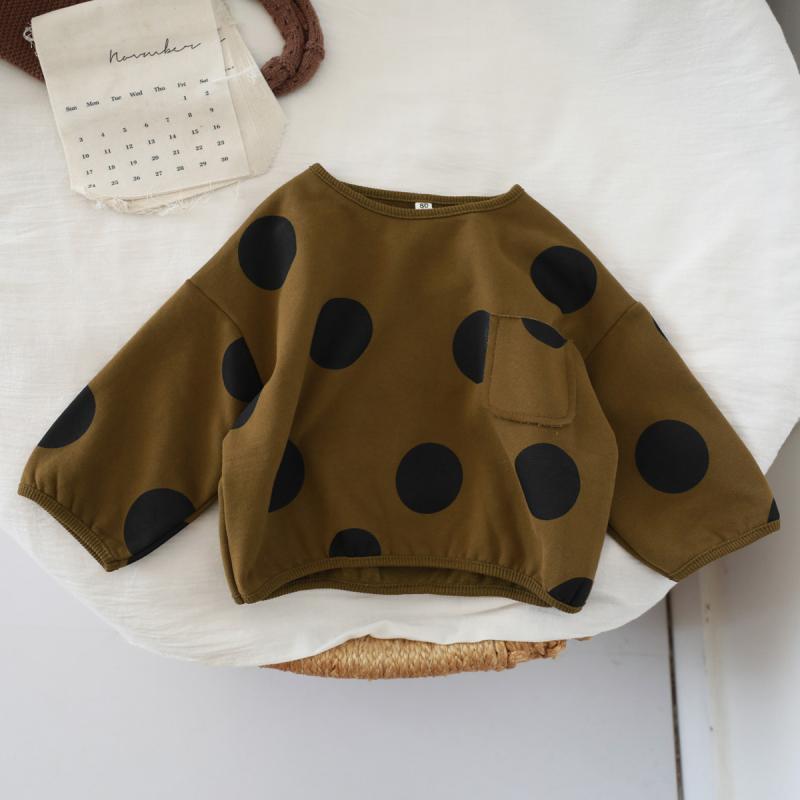 Nuevo retro estilo coreano chaqueta infantil, baby wave point casual jersey de cuello redondo, camisa de punto, camisa base