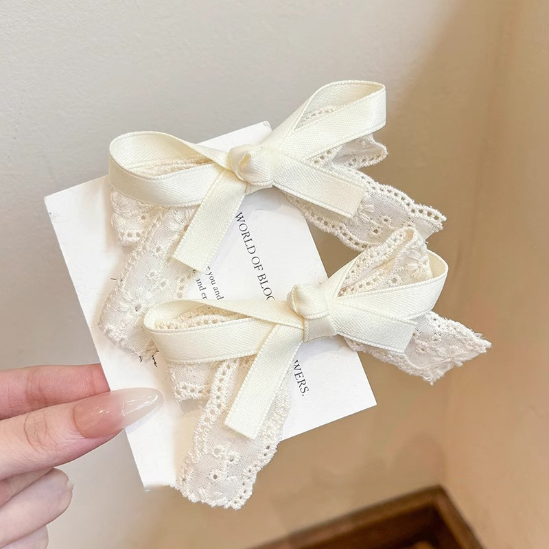 Pequeño clip de cabello de arco fresco para mujeres lindas clip de cabello de encaje lateral rasgado clip de frangeo clips dulce tocado