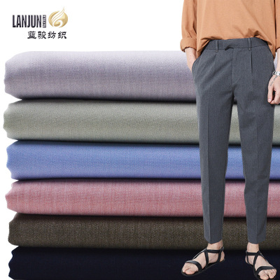 Shelf TR Twill Stretch fabric Anti wrinkle Woven Polyester cotton Blending Spring and summer man leisure time Feet Western-style trousers Fabric