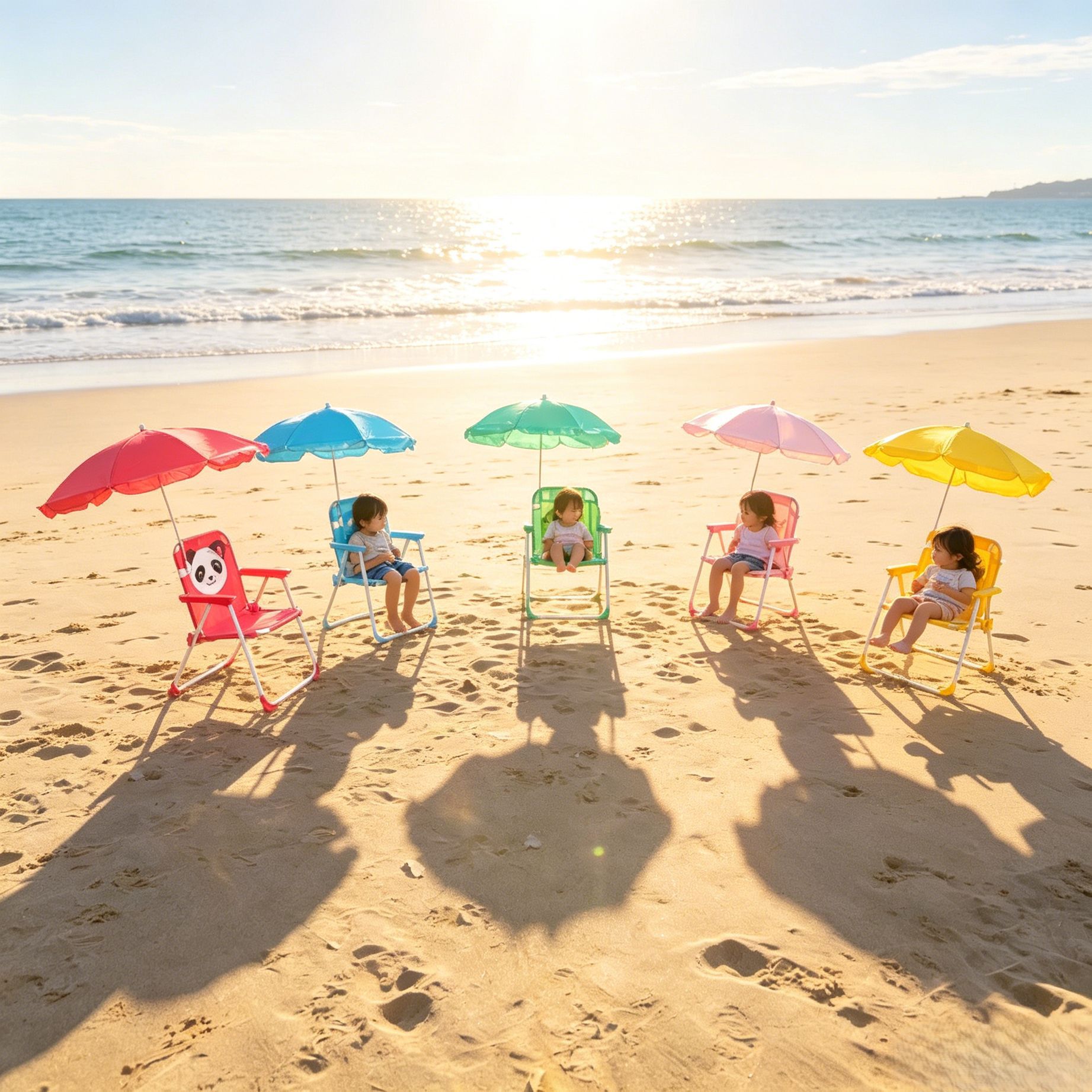 Nueva silla de playa para niños al aire libre con sombrillas, silla portátil para niños con sombrillas, viento coreano para fotos multifuncional