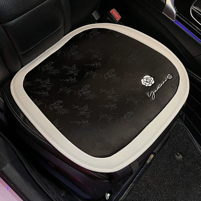 Car Seat Cushion for All Seat cushion, seat cover - universal-for-all-seasons-little-camellia-black-linen-front-seat-cushion-single-no-specifications