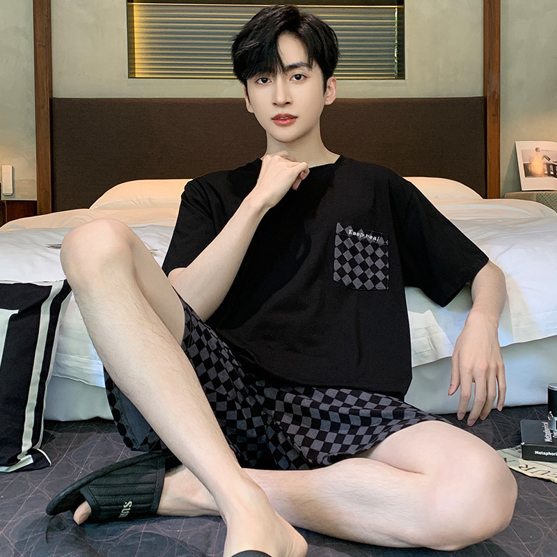 2026 New Summer Modal Pajamas for Men, Summer Cool Ice Silk Home Clothes, Boys' Short-Sleeved Shorts Set 2026 New Summer Modal Pajamas for Men, Summer Cool Ice Silk Home Clothes, Boys' Short-Sleeved Shorts Set